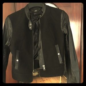 H&M faux wool & leather baseball-style jacket